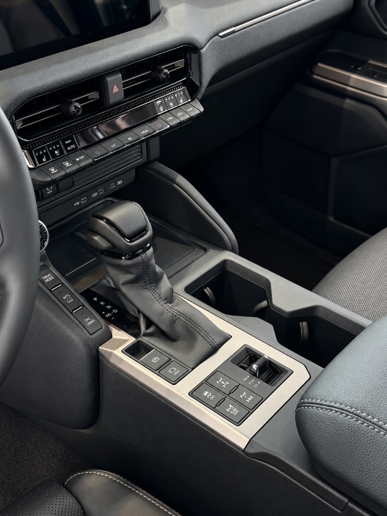 Center console and drive-mode controls in the Land Cruiser